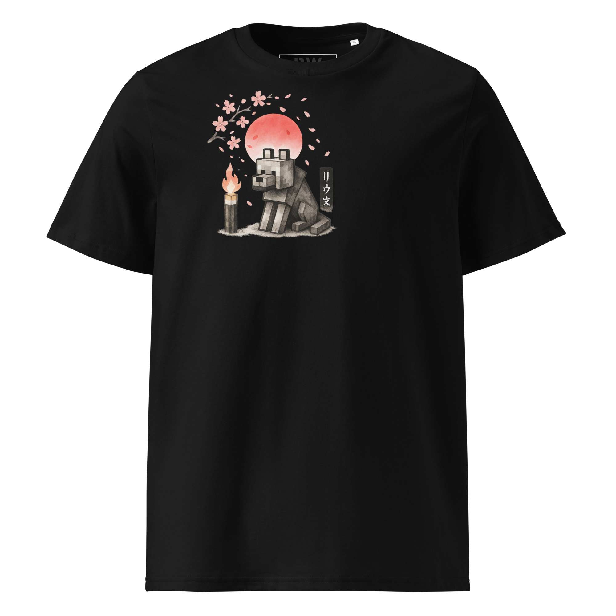 T-shirt loup minecraft japonais coton bio unisex